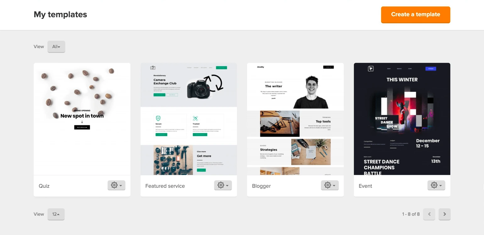Template overview MailerLite