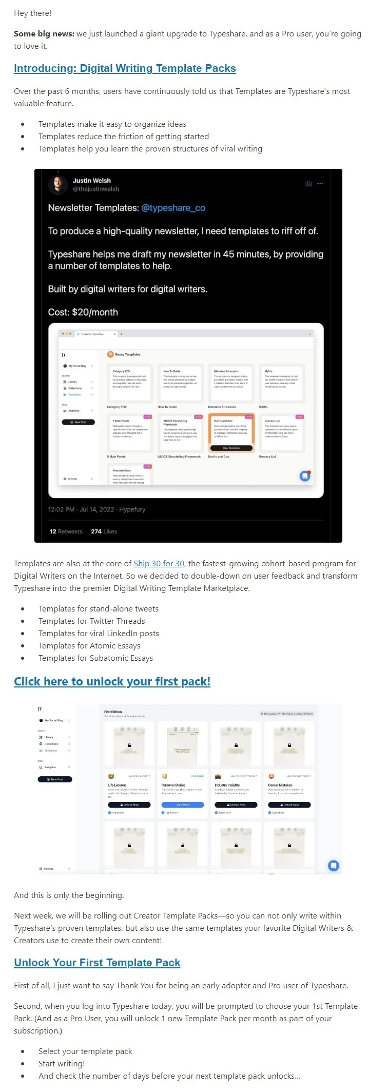 Launch email example