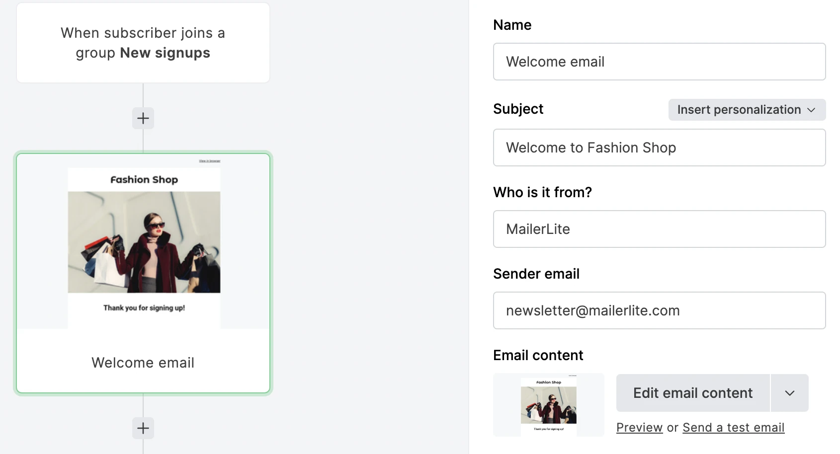 Adding a welcome email - MailerLite